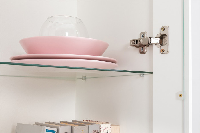 Валенсия Гостиная № 118, цвет ЛДСП белый шагрень/МДФ белый шагрень, ШхГхВ 321,3х38,4х225,2 см., универсальная сборка