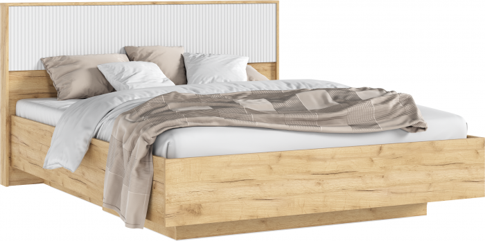 Кровать парящая с ортопед. основанием Марвэл 1,6м с подсветкой, Дуб крафт/Браш вайт