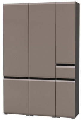 Сидней 13.200 Шкаф 2 штуки + Шкаф с ящиком 13.202, корпус: антрацит/фасады: МДФ веллюто капучино