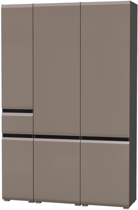 Сидней 13.200 Шкаф 2 штуки + Шкаф с ящиком 13.202, корпус: антрацит/фасады: МДФ веллюто капучино