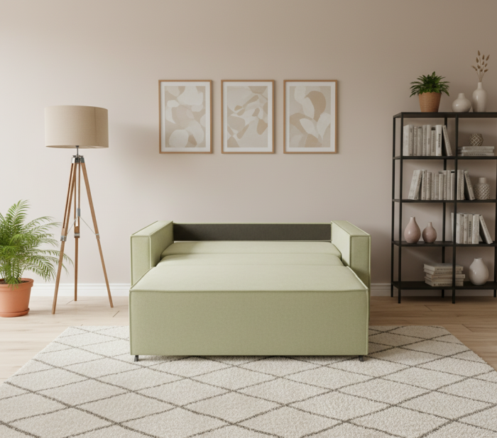 Диван-аккордеон Лофт 120х200, ППУ, велюр бежевый