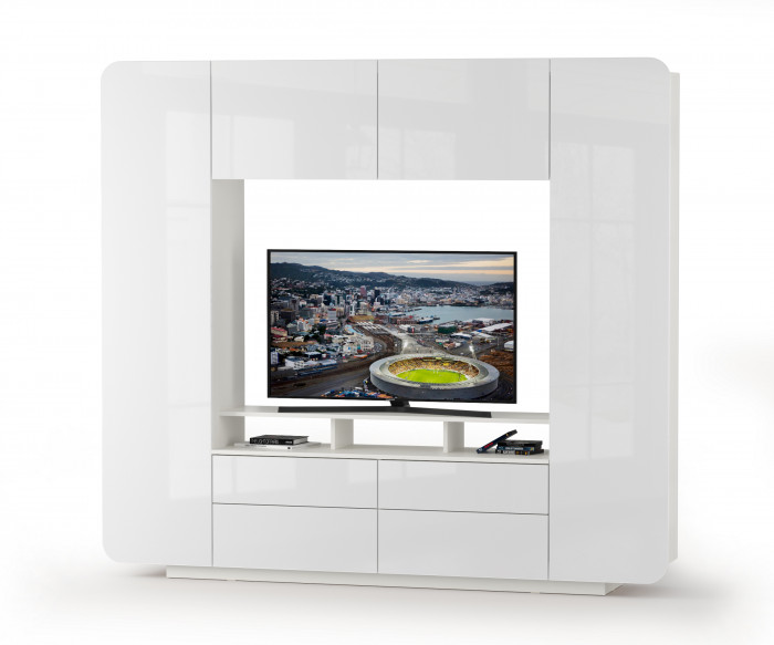 Румба 03.272 Шкаф комбинированный, белый/белый глянец