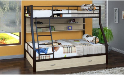 Двухъярусная кровать Гранада-1ПЯ, коричневая / Дуб (Дуб Сонома, Коричневый)