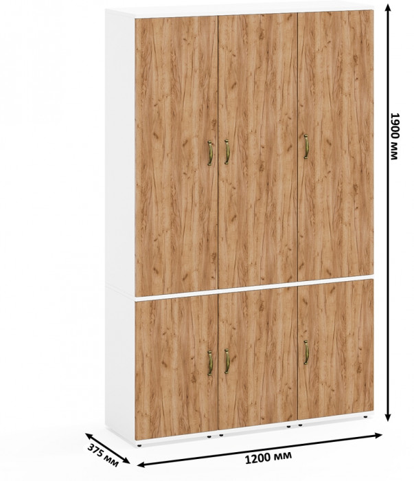 Лидер-8 Пенал МД 21Б 3 шт., цвет белый шагрень/крафт золото, ШхГхВ 120х37,5х190 см., универсальная сборка