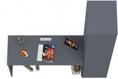 Мори Стол письменный МСП1200.1 + Пенал МШ400.1, цвет графит, ШхГхВ 160,8х50,4х209,6 см., универсальная сборка