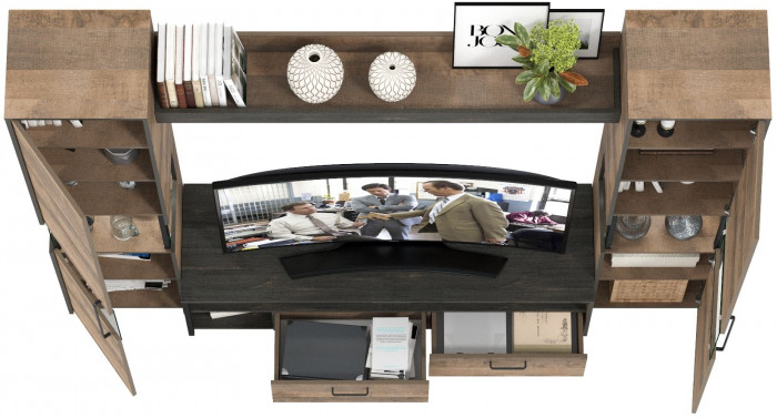 Трувор Гостиная 017, цвет дуб гранж песочный/интра, ШхГхВ 239,4х45,4х210 см., универсальная сборка