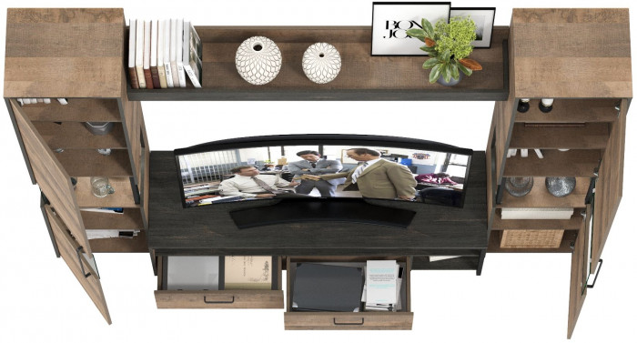 Трувор Гостиная 017, цвет дуб гранж песочный/интра, ШхГхВ 239,4х45,4х210 см., универсальная сборка