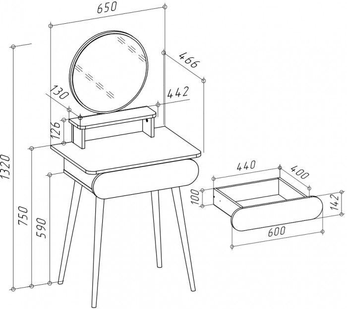 Трюмо 4-25920бел, цвет белый, ШхГхВ 65х46,6х132 см.