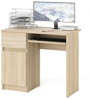 Мори Стол компьютерный МС-1 левый, цвет дуб сонома, ШхГхВ 90х50х76,6 см., выдвижной ящик слева, НЕ универсальная сборка