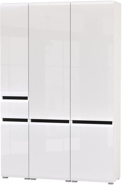 Сидней 13.200 Шкаф 2 штуки + Шкаф с ящиком 13.202, корпус: белый/чёрный/фасады: МДФ белый глянец