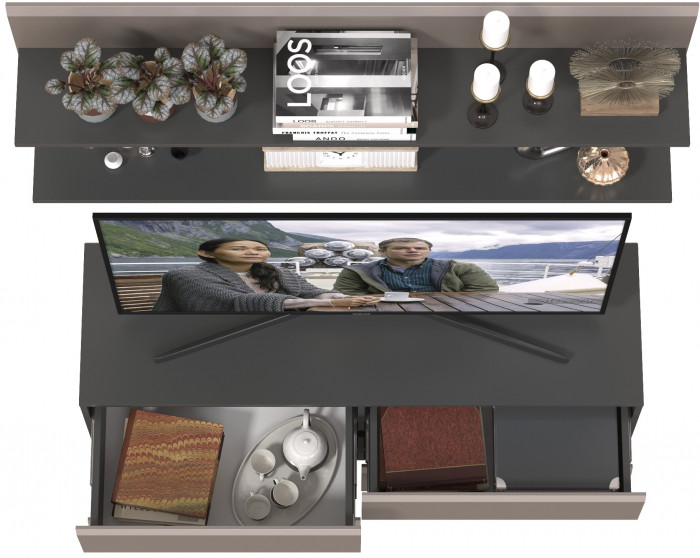 Сидней Комплектация № 045, корпус: антрацит/фасады: МДФ веллюто капучино