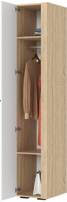 САНСА ШК-01 Шкаф 400 Фасад БЕЛЫЙ/Корпус ДУБ СОНОМА