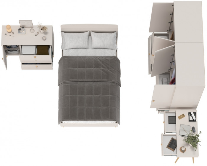 Афина Спальня 19-1200, цвет кашемир серый, сп.м. 1200х2000 мм., б/м, основание есть - фанера