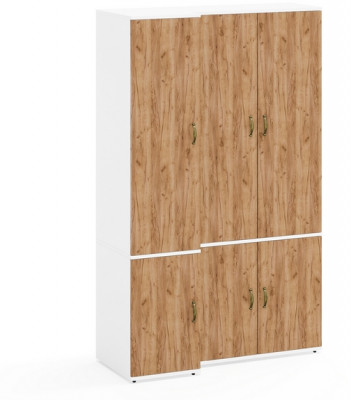 Лидер-8 Модуль Пенал МД 23Б + Шкаф МД 20Б, белый шагрень/крафт золото