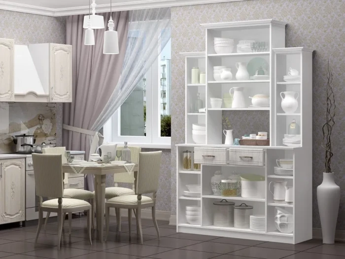 Буфет 4-х створчатый Ясень патина/Белый (МДФ)