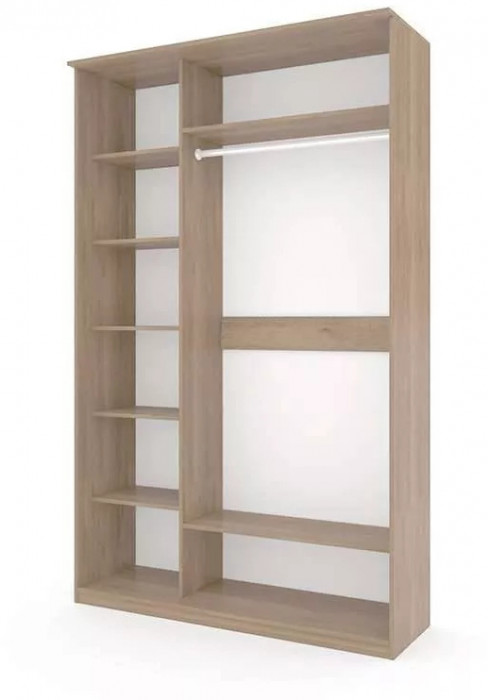 Шкаф купе Модерн 1490х600 2-х дверный 2-х секционный зеркальный с пескоструем №2 ясень