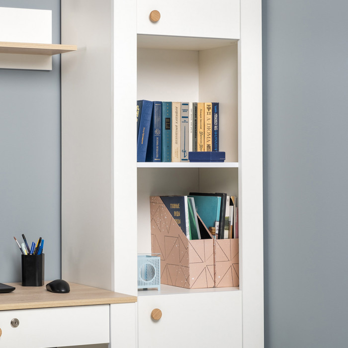 Джастин 16.306 Шкаф торцевой, цвет белый шагрень/дуб белый эксклюзив, ШхГхВ 54,8х38,9х225,7 см., универсальная сборка