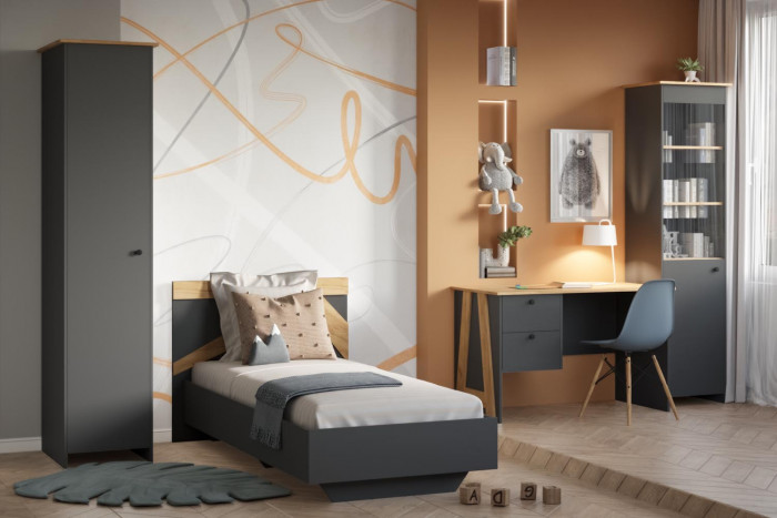 Шкаф с витриной Теодора, Графит