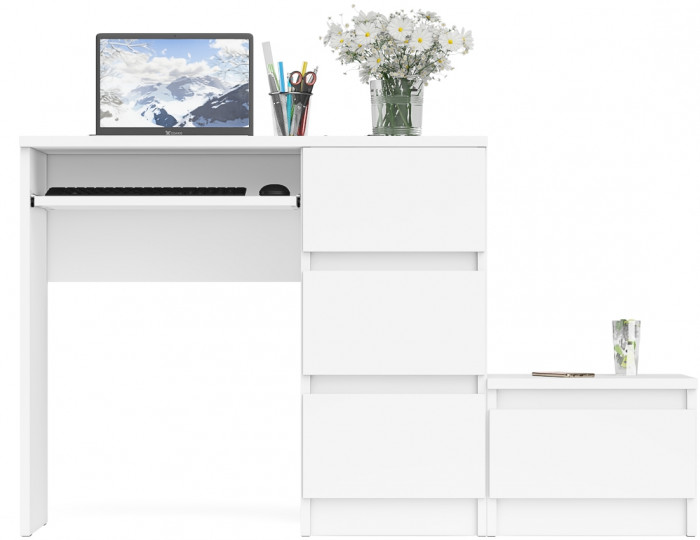Мори Стол компьютерный МС-6 правый + Тумба ТМП400.1, цвет белый, ШхГхВ 130,4х50х76,6 см., выдвижные ящики справа, НЕ универсальная сборка