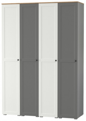 Остин 13.225 Шкаф-пенал 4 шт., белый шагрень/серый графит/дуб крафт золотой