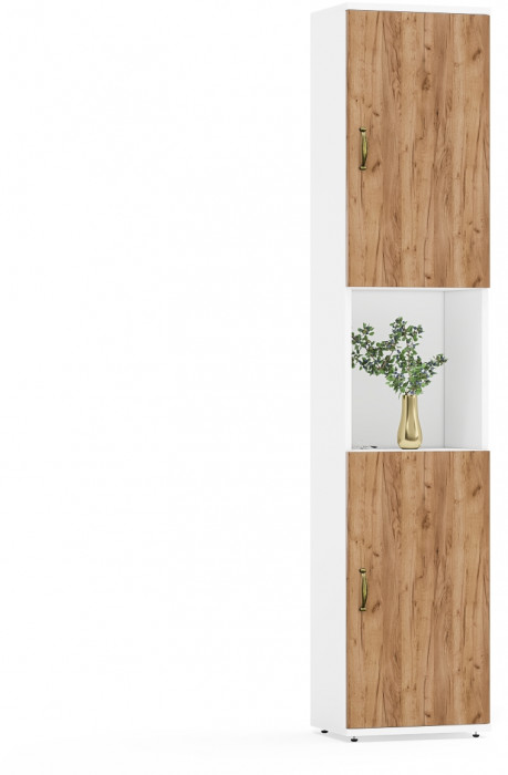 Лидер-8 Модуль Пенал, белый шагрень/крафт золото