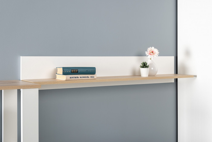 Джастин 16.485 Полка, цвет белый шагрень/дуб белый эксклюзив, ШхГхВ 120х21,6х20 см.