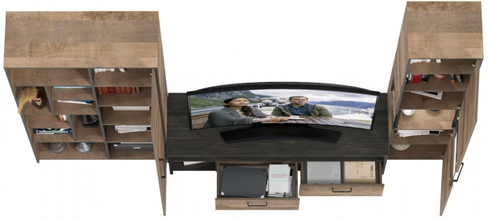 Трувор Гостиная 020, цвет дуб гранж песочный/интра, ШхГхВ 287,6х45,4х210 см., универсальная сборка