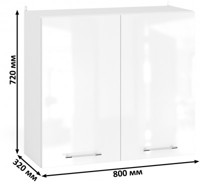 Кухня Мебель--24 ШВ800 Шкаф 80 см., цвет корпус белый/фасад МДФ белый глянец, ШхГхВ 80х32х72 см.