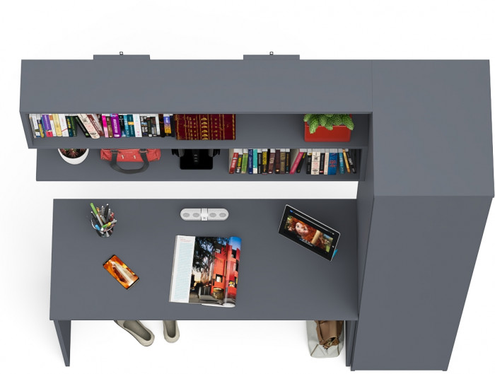 Мори письменный стол МСП1200.1 + Пенал МШ400.1 + Полка 1200, графит