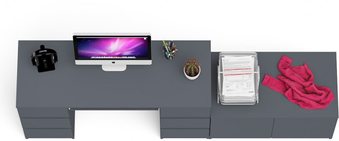 Мори Стол компьютерный МС-2 + Тумба МА900.1, цвет графит, ШхГхВ 225,8х50,4х76,6 см., универсальная сборка