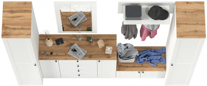 Остин Прихожая 52, белый шагрень/дуб крафт золотой