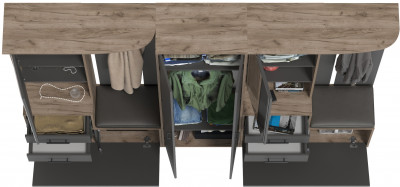 Прихожая Домино 3, цвет дуб крафт табачный/графит, ШхГхВ 260х36х202 см., универсальная сборка