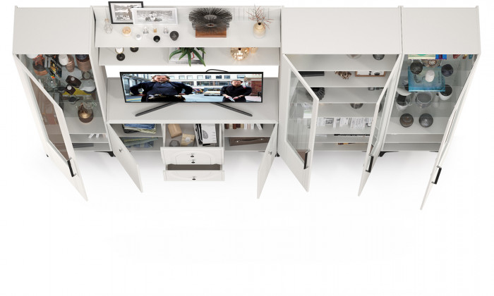 Валенсия Гостиная № 108, ЛДСП белый шагрень/МДФ белый шагрень