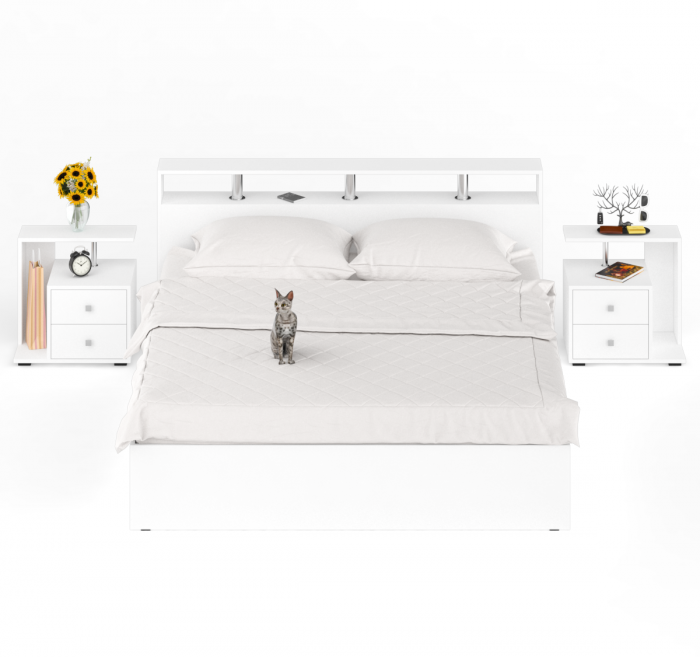 Камелия Кровать 1800 + две тумбы, белый