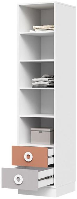 ТУРБО ПН 01 Пенал с 2мя ящиками (450х2000х497) корпус белый/шарли кашемир/терракота/белый супермат