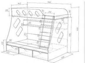 Дельта-20.01 Детская двухъярусная кровать с лестницей (Голубой, Белый)