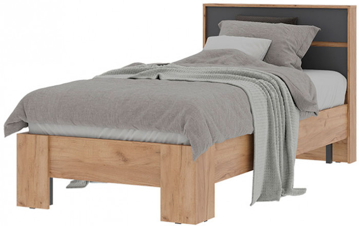 Хелен КР 01 Кровать 0.9х2.0 (0,970х0,928х2,114) серый графит/дуб крафт золото