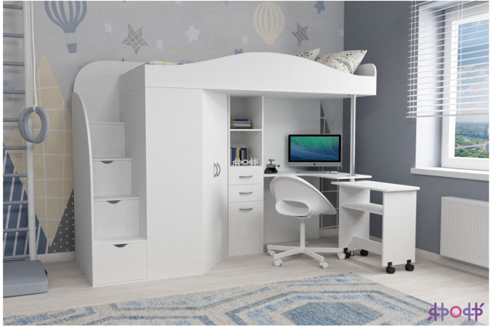 Кровать-чердак Юниор 4 (Винтерберг/Оранжевый)