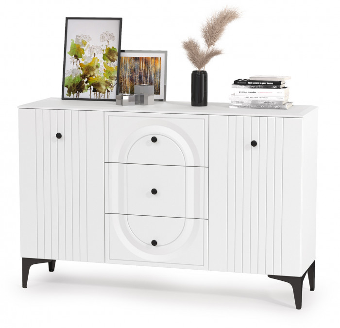 Валенсия Гостиная № 123, цвет ЛДСП белый шагрень/МДФ белый шагрень, ШхГхВ 405,4х38,4х225,2 см., универсальная сборка