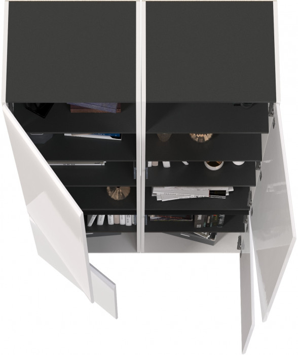 Сидней 13.200 Шкаф 2 штуки, корпус: белый/чёрный/фасады: МДФ белый глянец