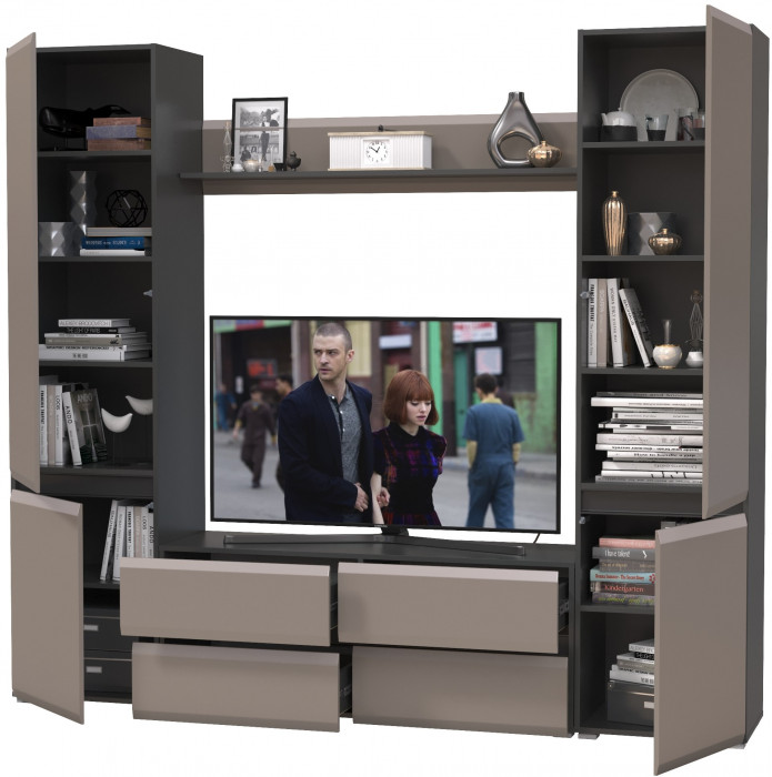 Сидней Комплектация № 047, корпус: антрацит/фасады: МДФ веллюто капучино