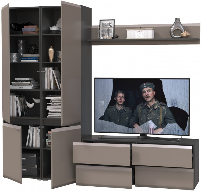 Сидней Комплектация № 047, корпус: антрацит/фасады: МДФ веллюто капучино