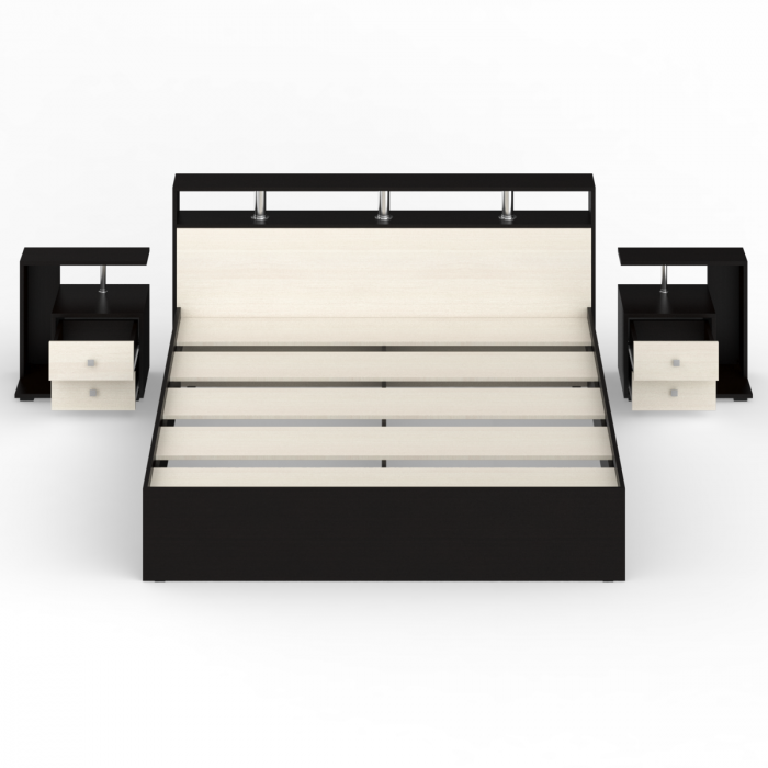 Камелия Кровать 1800 + две тумбы, венге/дуб лоредо