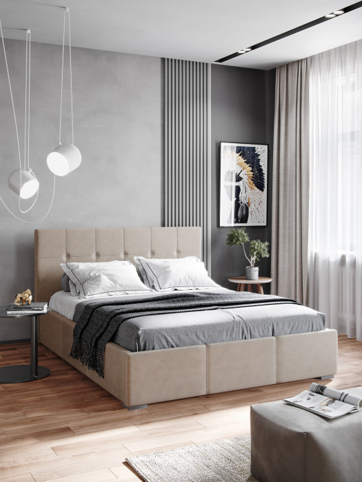 Рио Кровать интерьерная 160 бежевый квадрат, ортопед