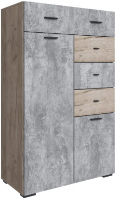 Комод Дублин, Дуб крафт золотой/Цемент