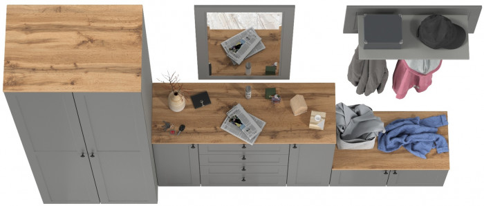 Остин Прихожая 53, серый графит/дуб крафт золотой