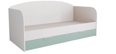 МС Лавис Кровать ДКД 2000.1 90 + ручка-скоба 2 шт., Белый/Белый софт/Зеленый софт