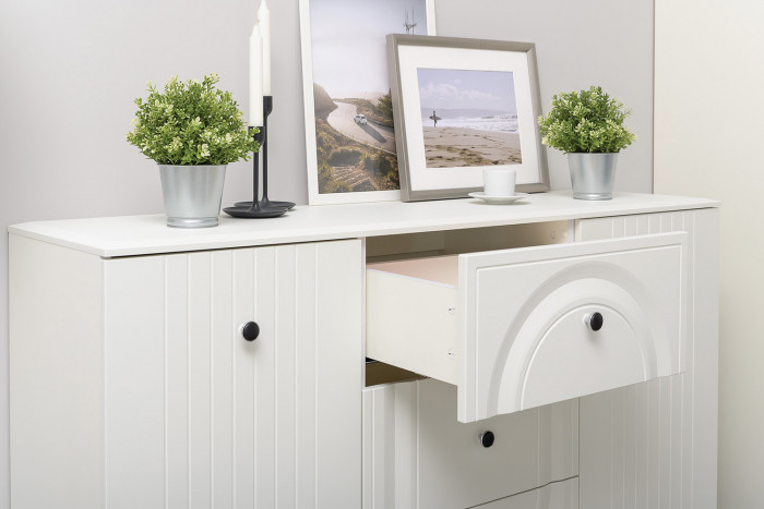 Валенсия Гостиная № 111, ЛДСП белый шагрень/МДФ белый шагрень