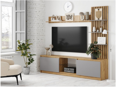 Гостиная Бостон ЛДСП (Серый Шифер, Дуб Крафт Золотой)