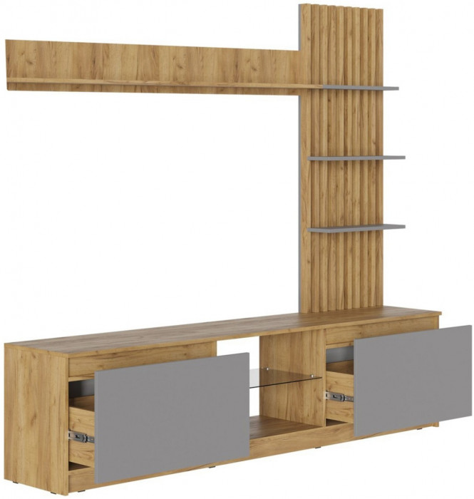 Гостиная Бостон ЛДСП (Серый Шифер, Дуб Крафт Золотой)